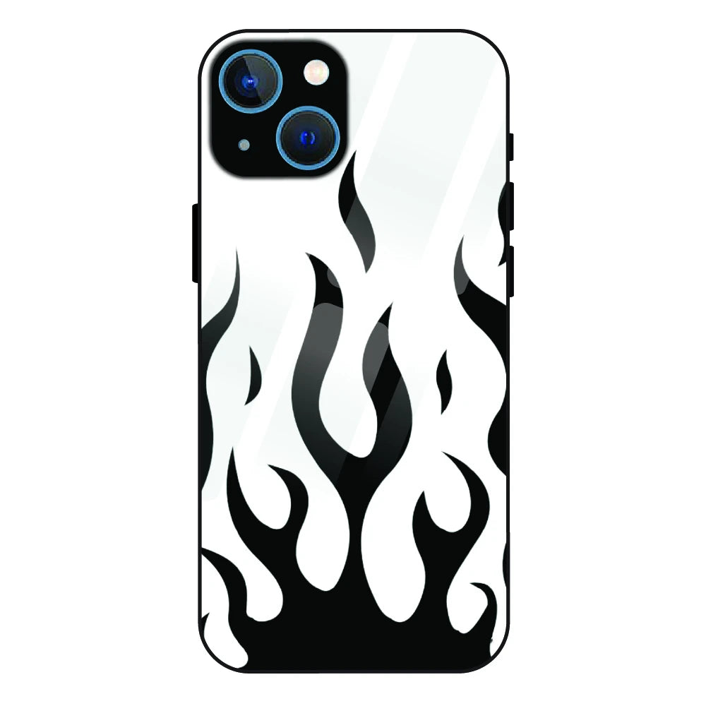 Monochrome Flame Art - Glass Case For Apple iPhone 13 Mini