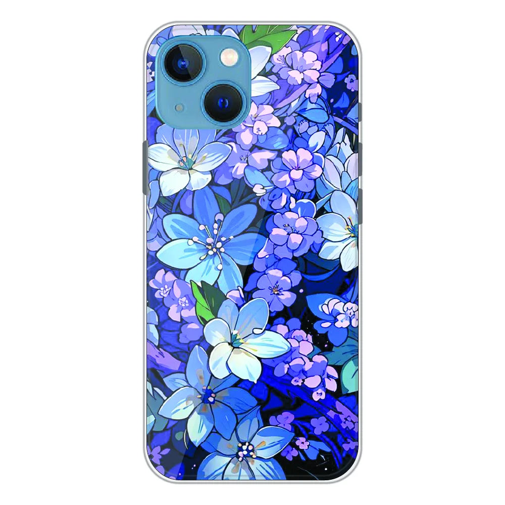 Midnight Blue Floral Garden - Printed Silicone Case For Apple iPhone 13 Mini