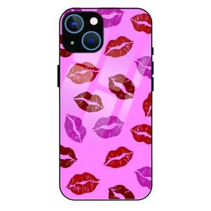 Pink Lips Pop Art Pattern - Glass Case For Apple iPhone 13 Mini