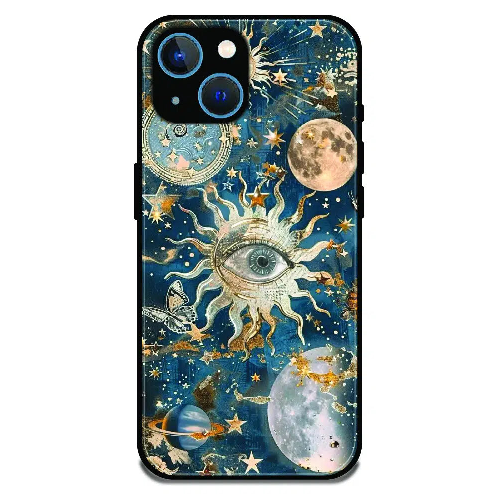 Mystic Cosmic Eye Galaxy - Glossy Metal Silicone Case For Apple iPhone 13 Mini