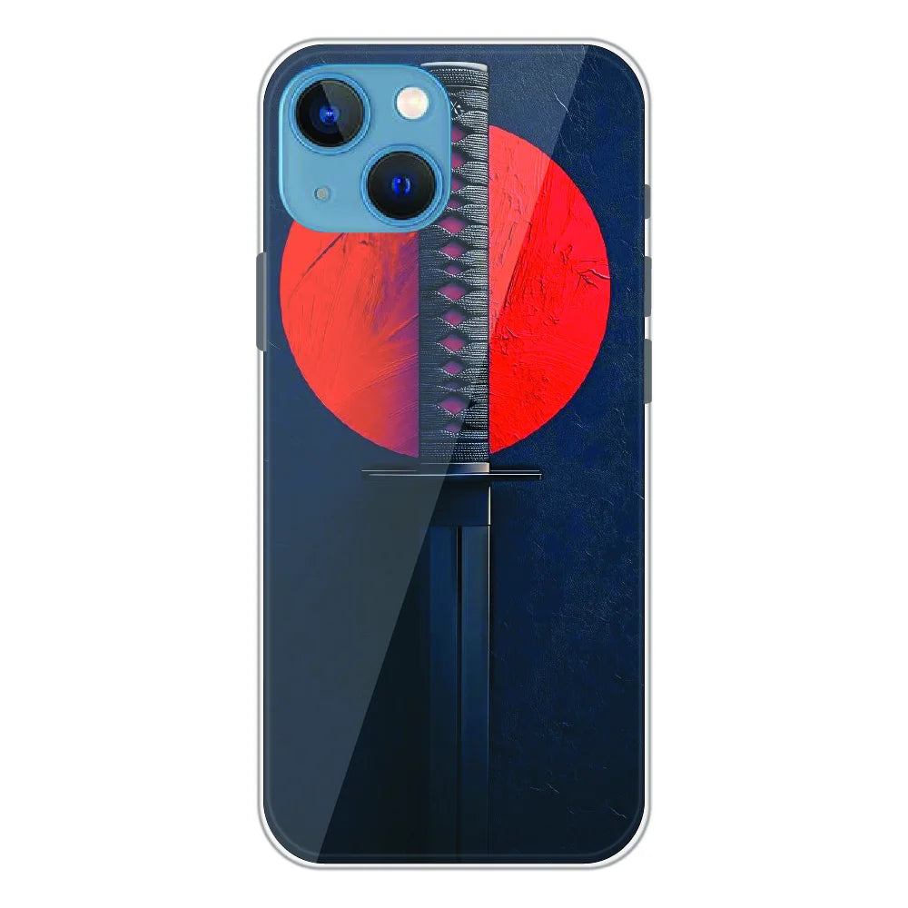 Katana Minimal Japanese Aesthetic - Printed Silicone Case For Apple iPhone 13 Mini