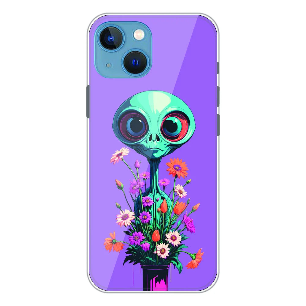 Floral Alien Fantasy - Printed Silicone Case For Apple iPhone 13 Mini
