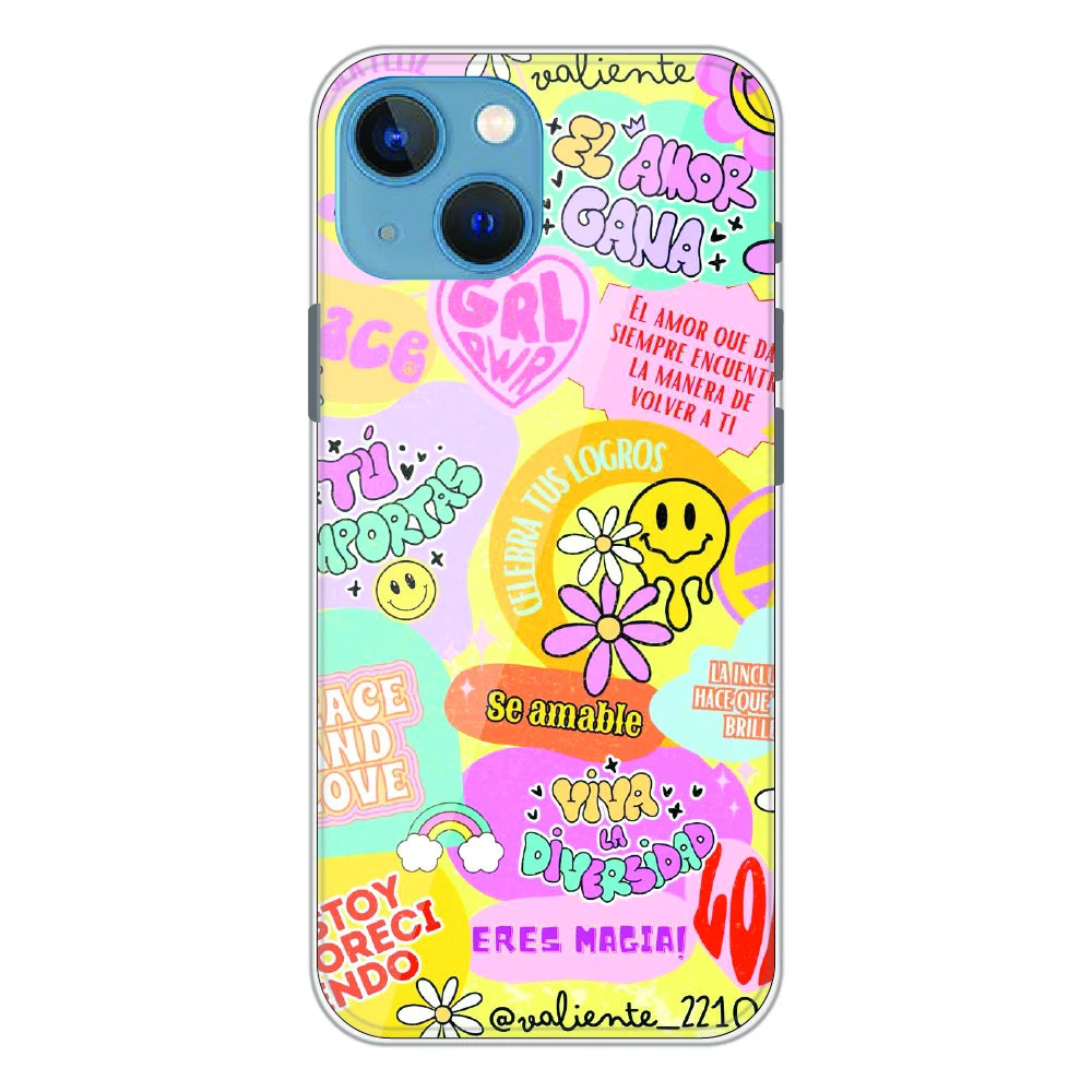 Colorful Amor Positivity Collage - Printed Silicone Case For Apple iPhone 13 Mini