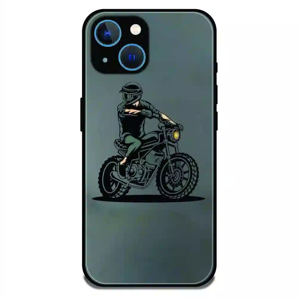 Vintage Biker Rider Art - Glossy Metal Silicone Case For Apple iPhone 13 Mini