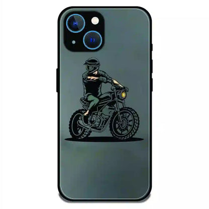 Vintage Biker Rider Art - Glossy Metal Silicone Case For Apple iPhone 13 Mini