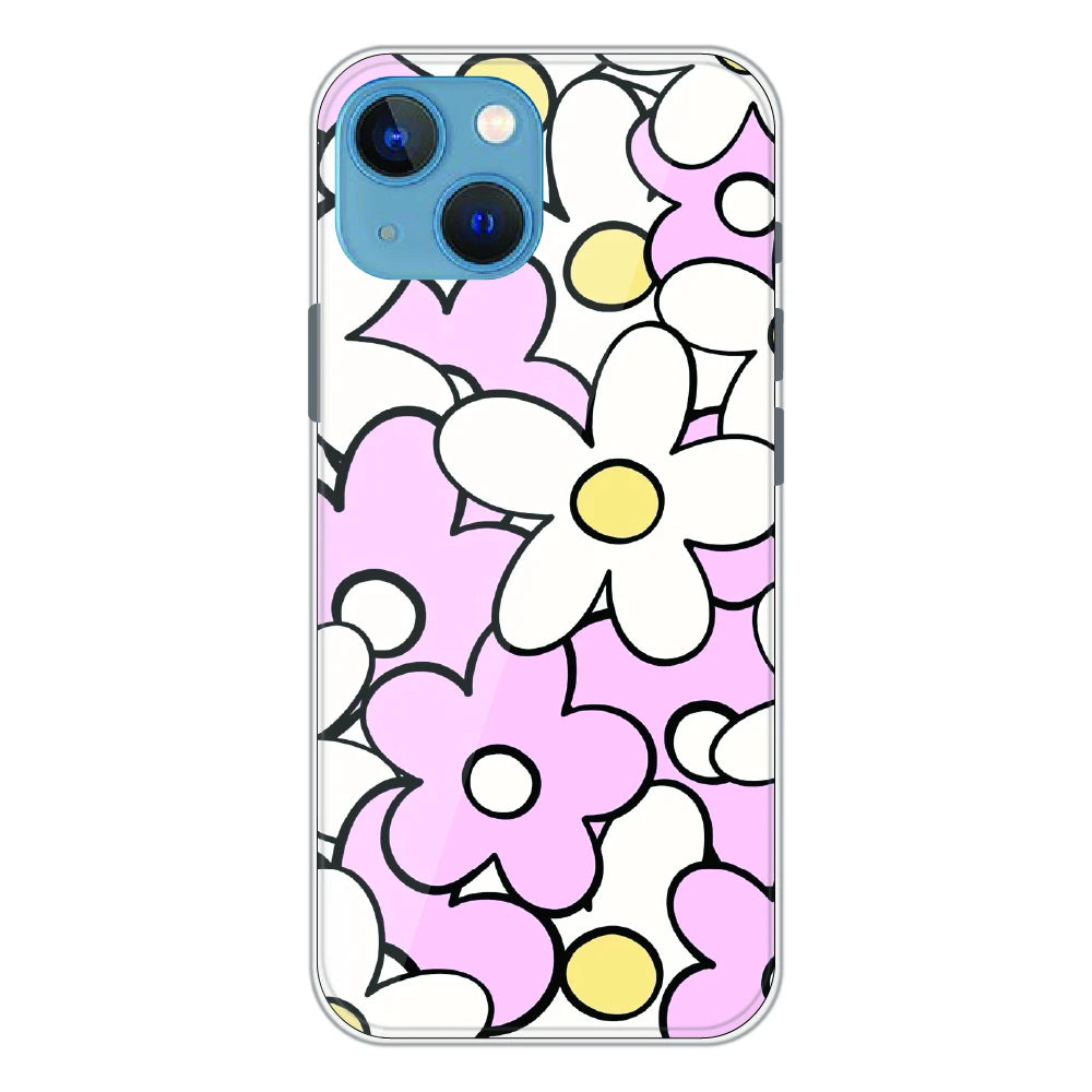 Pink Daisy Floral Pop - Printed Silicone Case For Apple iPhone 13 Mini