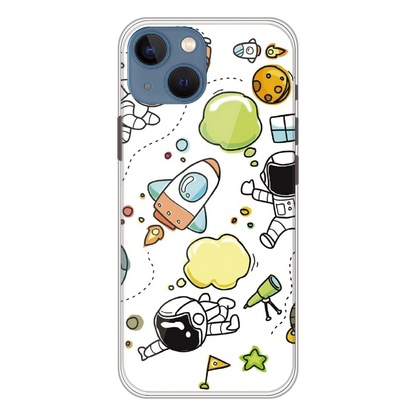 Cute Rocket & Galaxy - Printed Silicone Case For Apple iPhone 13 Mini
