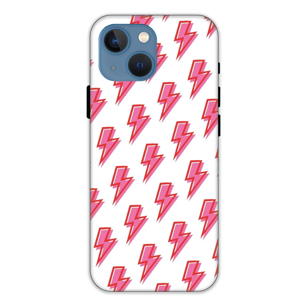 Pink Lightning Bolts Hard Case Apple iPhone 13 Mini Models