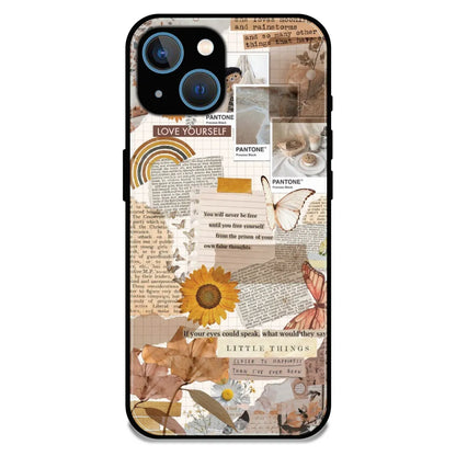 Aesthetic Butterfly & Sunflower - Glossy Metal Silicone Case For Apple iPhone 13 Mini