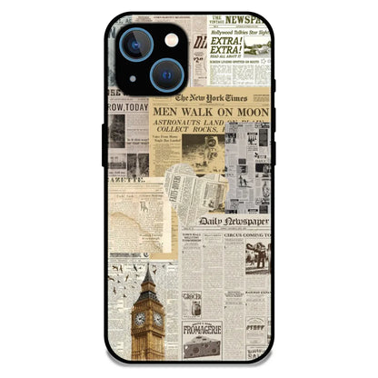 Vintage Newspaper Collage - Glossy Metal Silicone Case For Apple iPhone 13 Mini