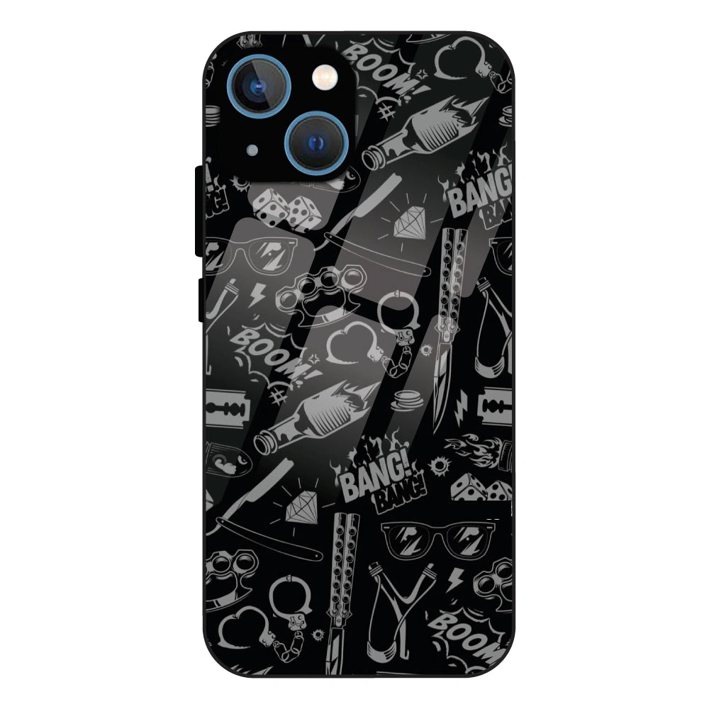 Black Graphic Street Art - Glass Case For Apple iPhone 13 Mini