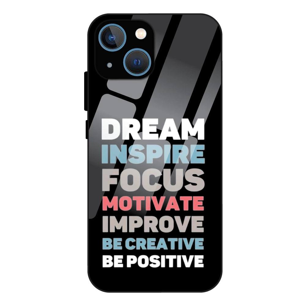 Dream Inspire Focus Typography - Glass Case For Apple iPhone 13 Mini
