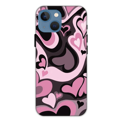 Pink & Black Mini Hearts Hard Case Apple iPhone 13 Mini Models