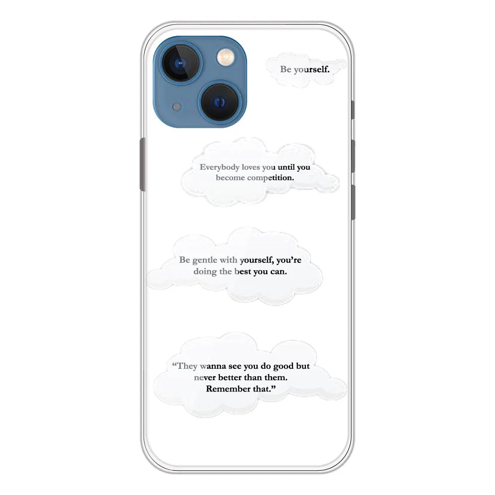 Quotes And Clouds - Clear Printed Silicone Case For Apple iPhone Models- Apple iPhone 13 mini