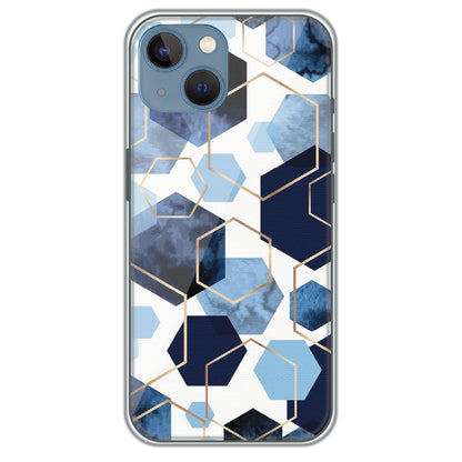 Blue Hex Mosaic - Printed Silicone Case for Apple iPhone 13 Mini