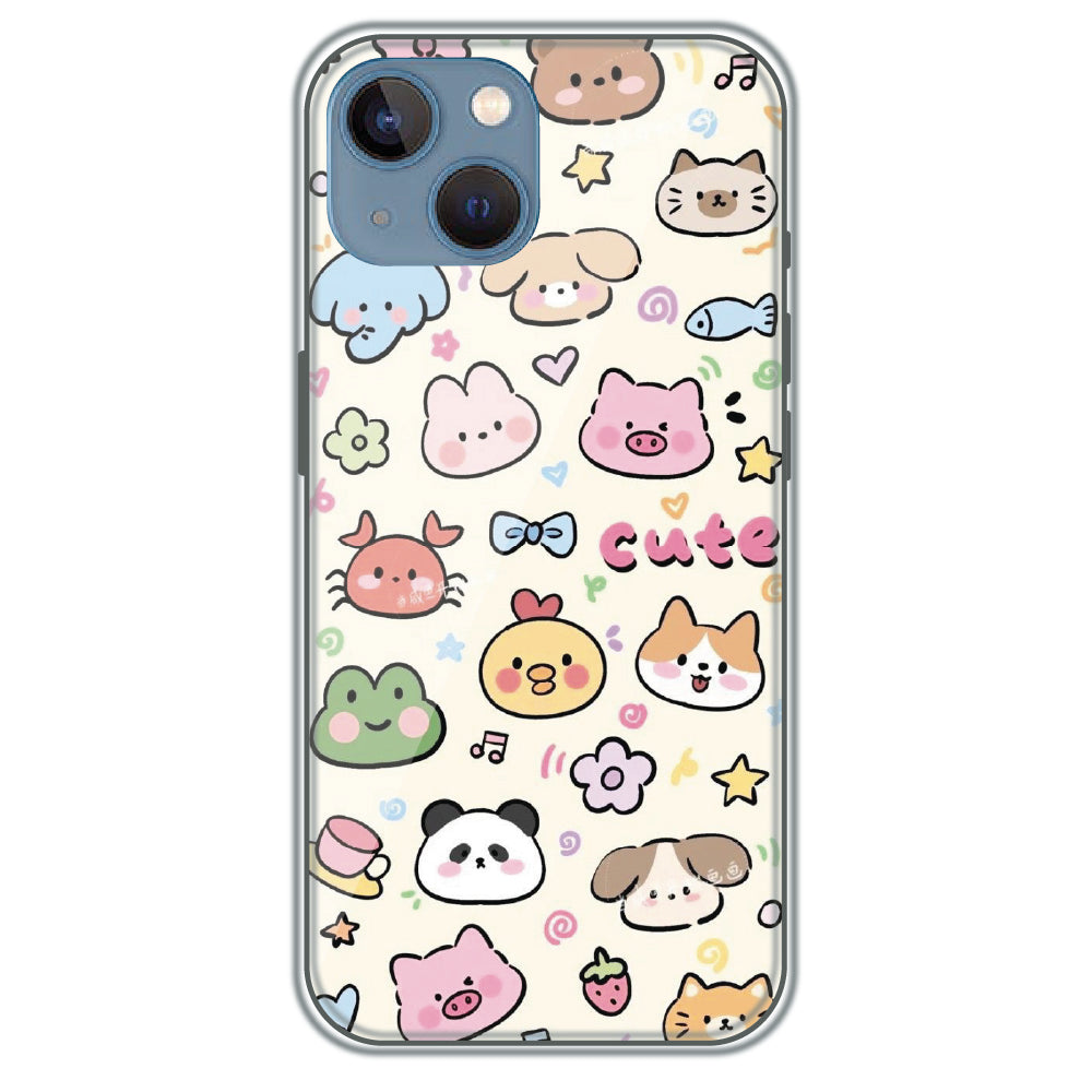 Cute Animal Friends - Printed Silicone Case for Apple iPhone 13 Mini