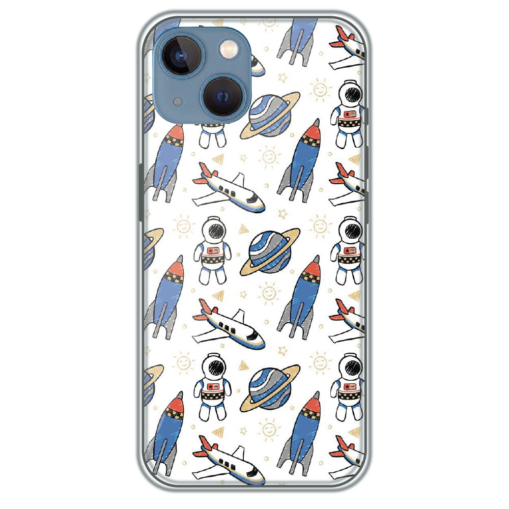Doodle Space Explorer - Printed Silicone Case for Apple iPhone 13 Mini