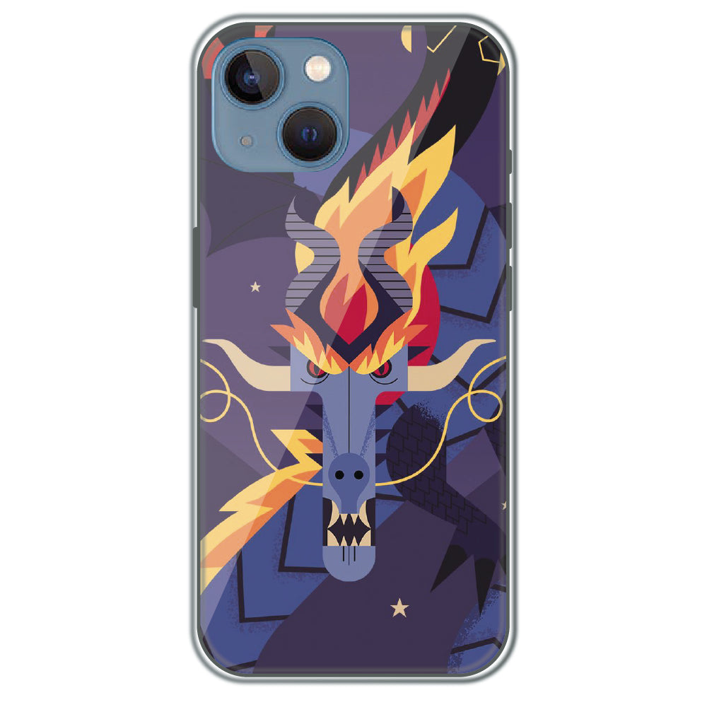 Geometric Fire Dragon - Printed Silicone Case for Apple iPhone 13 Mini