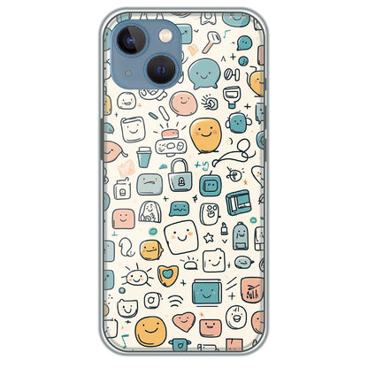 Happy Doodle Icons - Printed Silicone Case for Apple iPhone 13 Mini