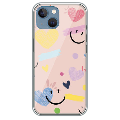 Happy Hearts Doodle - Printed Silicone Case for Apple iPhone 13 Mini