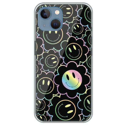 Holographic Smiley Bloom - Printed Silicone Case for Apple iPhone 13 Mini