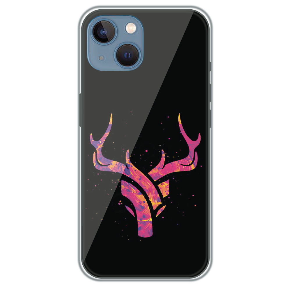 Neon Deer Antlers - Printed Silicone Case for Apple iPhone 13 Mini