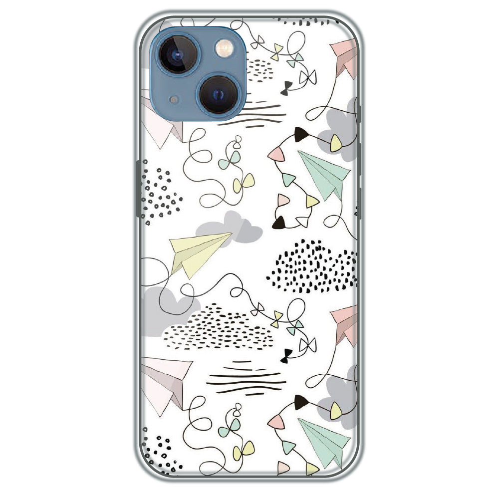 Paper Plane Doodles - Printed Silicone Case for Apple iPhone 13 Mini