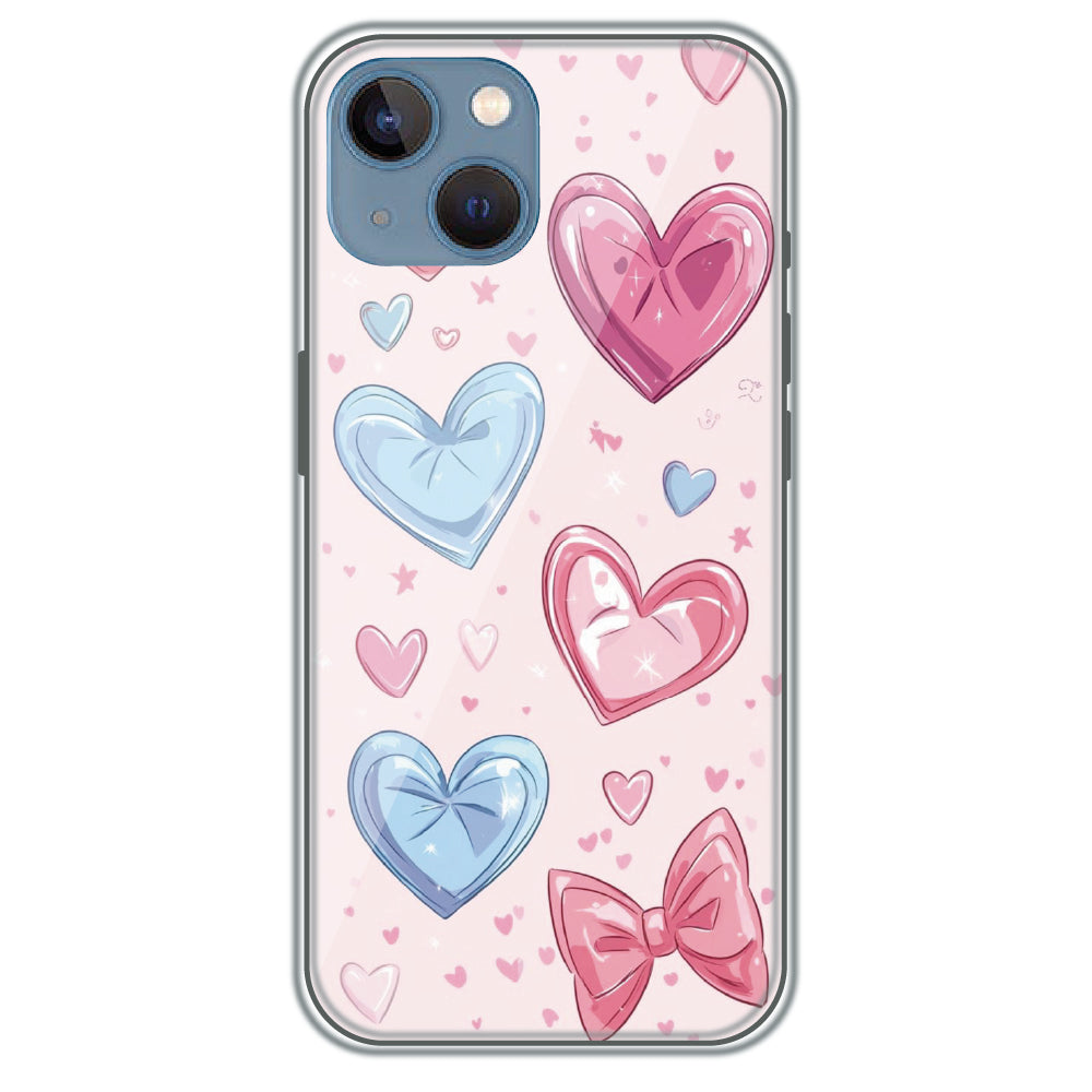Sparkle Hearts & Bow - Printed Silicone Case for Apple iPhone 13 Mini