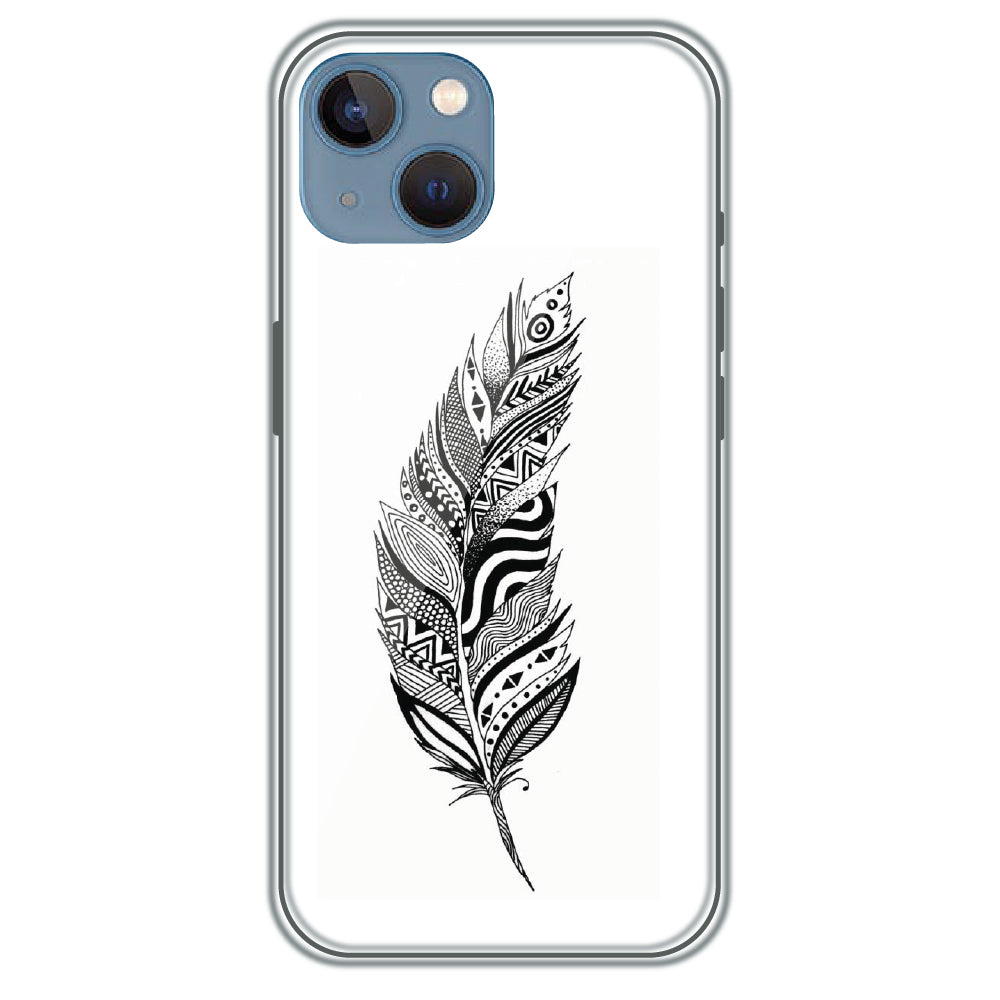 Zentangle Feather - Printed Silicone Case for Apple iPhone 13 Mini