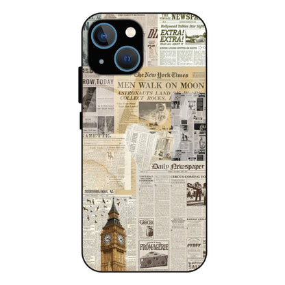 Vintage Newspaper Collage - Glass Case For Apple iPhone 13 Mini