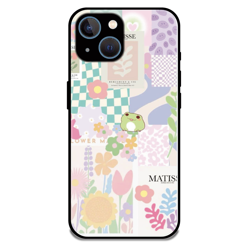 Cute Pastel Floral Collage Art - Glossy Metal Silicone Case For Apple iPhone 13 Mini