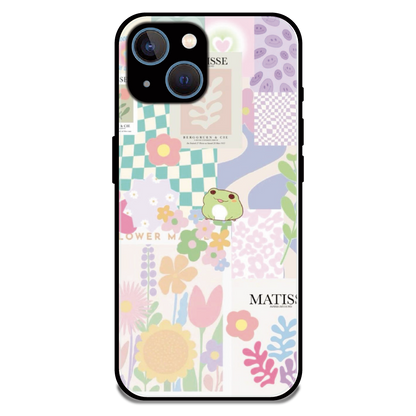 Cute Pastel Floral Collage Art - Glossy Metal Silicone Case For Apple iPhone 13 Mini