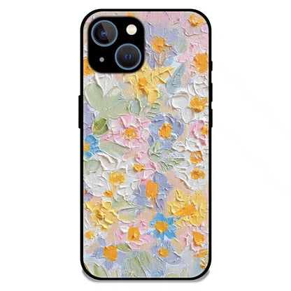 Pastel Floral Oil Paint - Glossy Metal Silicone Case For Apple iPhone 13 Mini