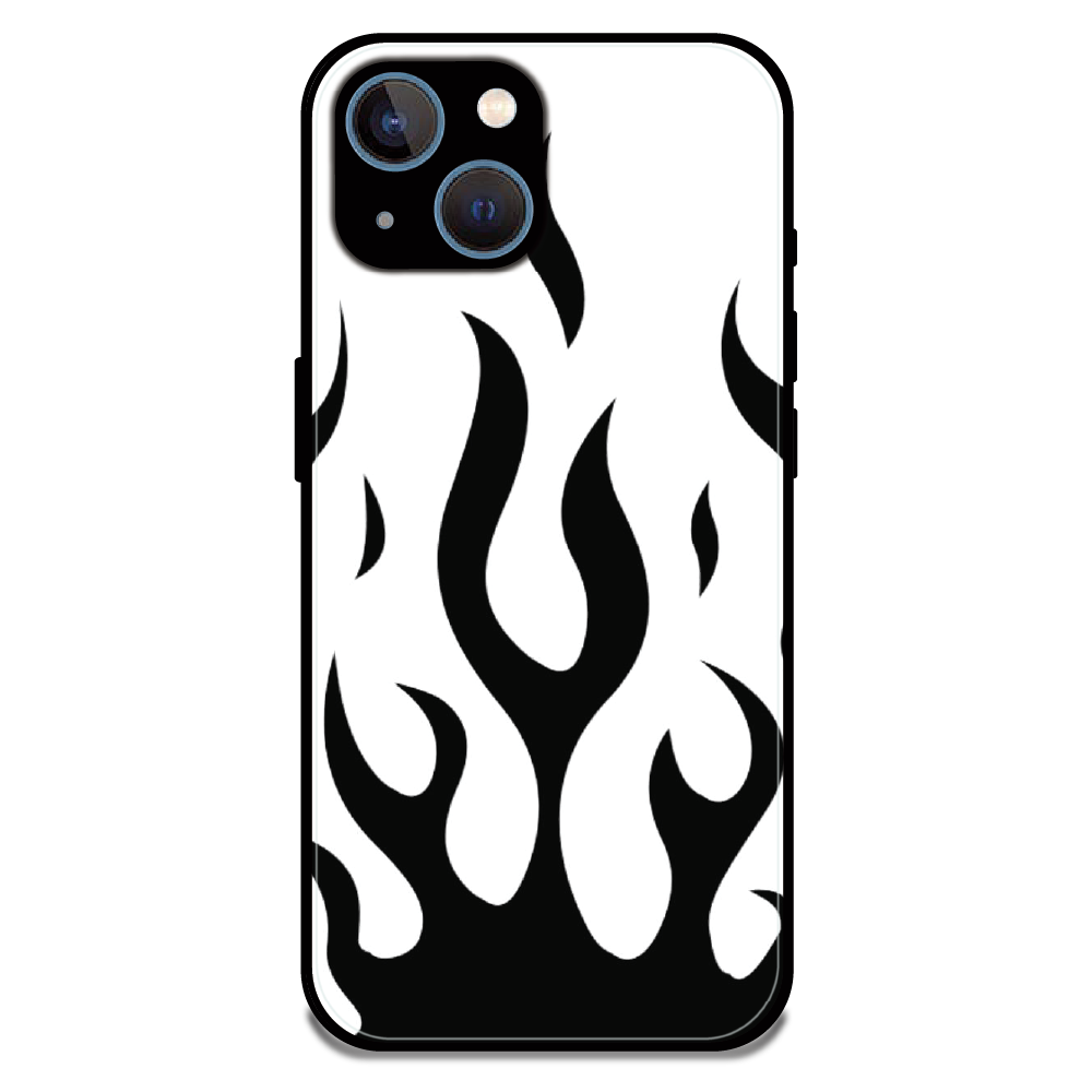 Monochrome Flame Art - Glossy Metal Silicone Case For Apple iPhone 13 Mini