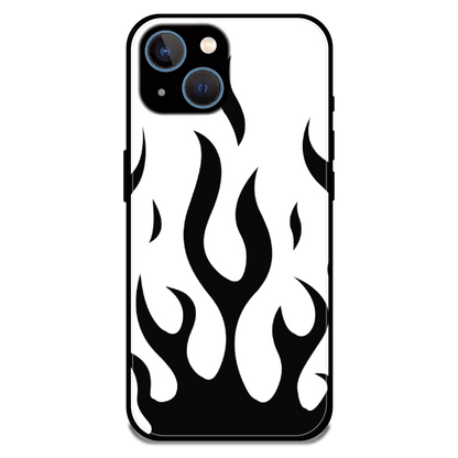 Monochrome Flame Art - Glossy Metal Silicone Case For Apple iPhone 13 Mini