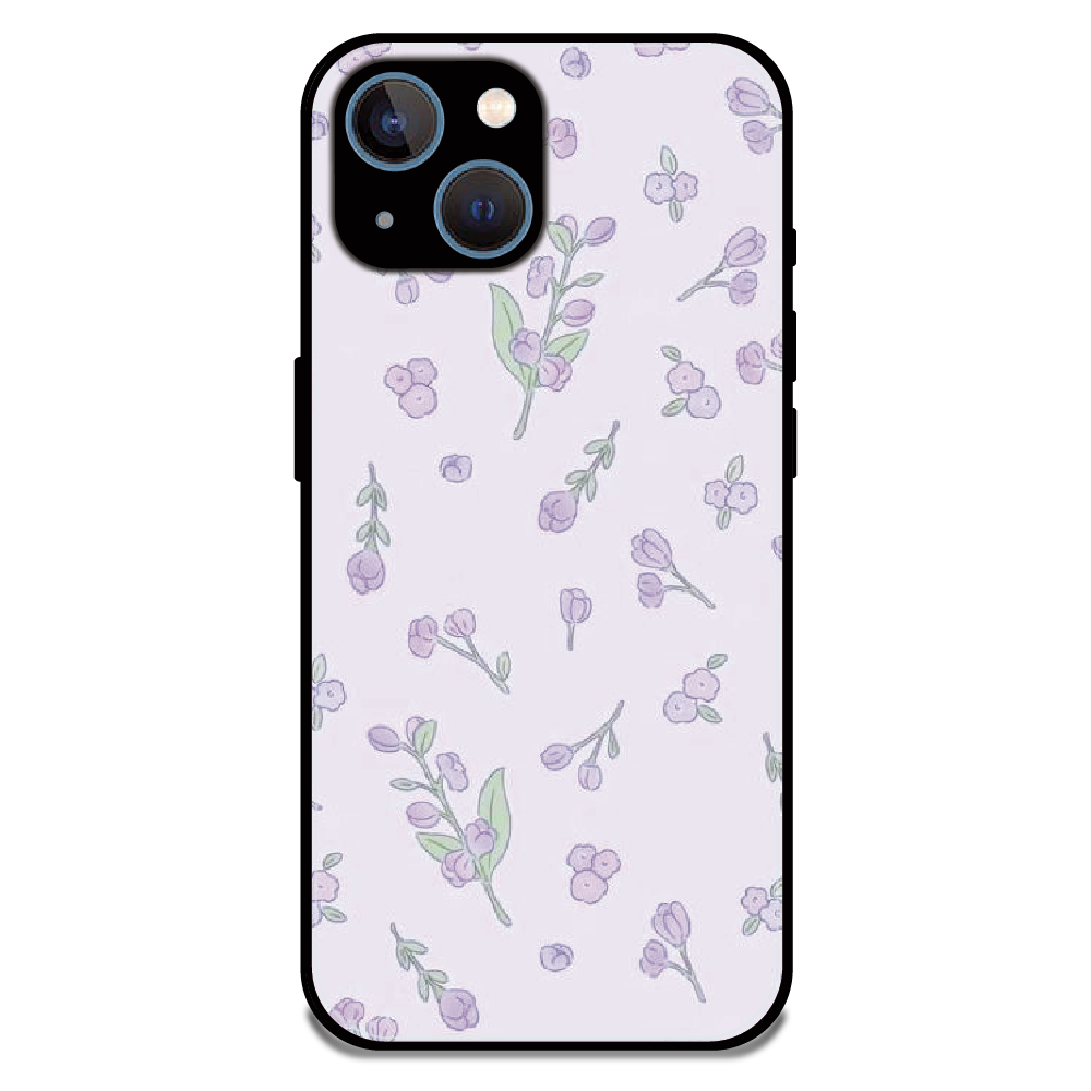 Lavender Floral Ditsy - Glossy Metal Silicone Case For Apple iPhone 13 Mini