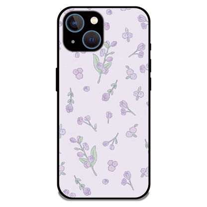 Lavender Floral Ditsy - Glossy Metal Silicone Case For Apple iPhone 13 Mini