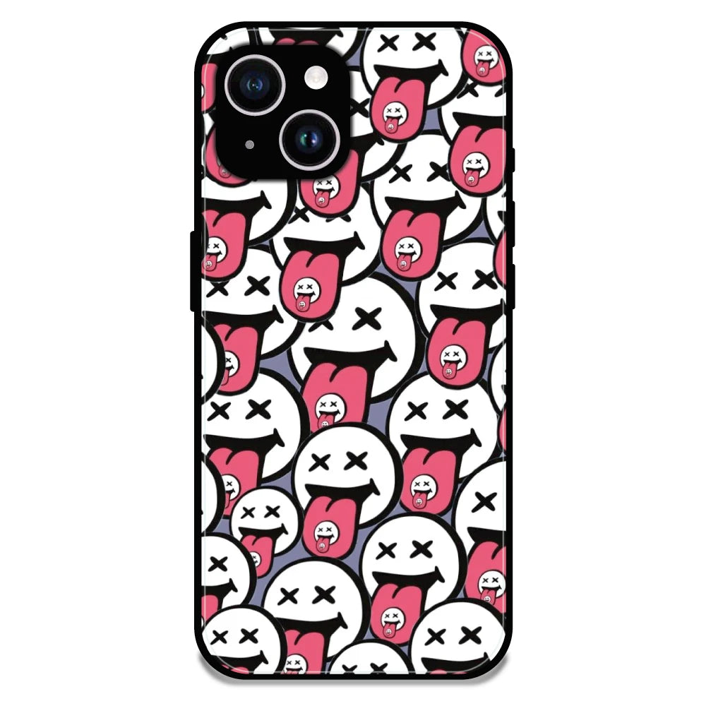 Funny Cartoon Faces - Glossy Metal Silicone Case For Apple iPhone 13 Mini