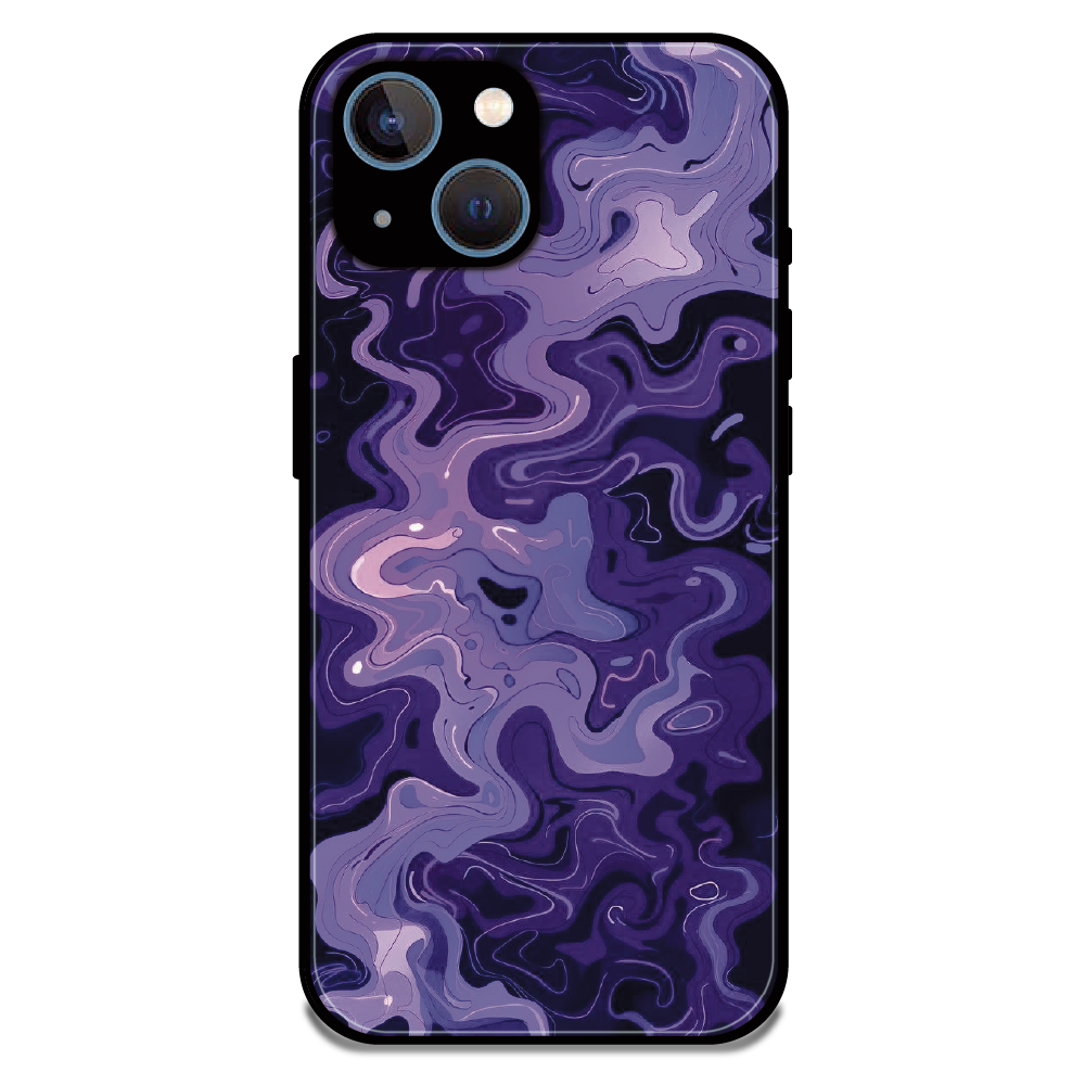 Purple Wave Abstract - Glossy Metal Silicone Case For Apple iPhone 13 Mini