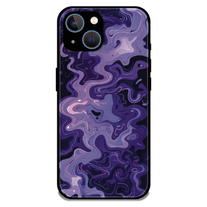 Purple Wave Abstract - Glossy Metal Silicone Case For Apple iPhone 13 Mini