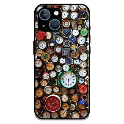 Retro Timepiece Pattern - Glossy Metal Silicone Case For Apple iPhone 13 Mini