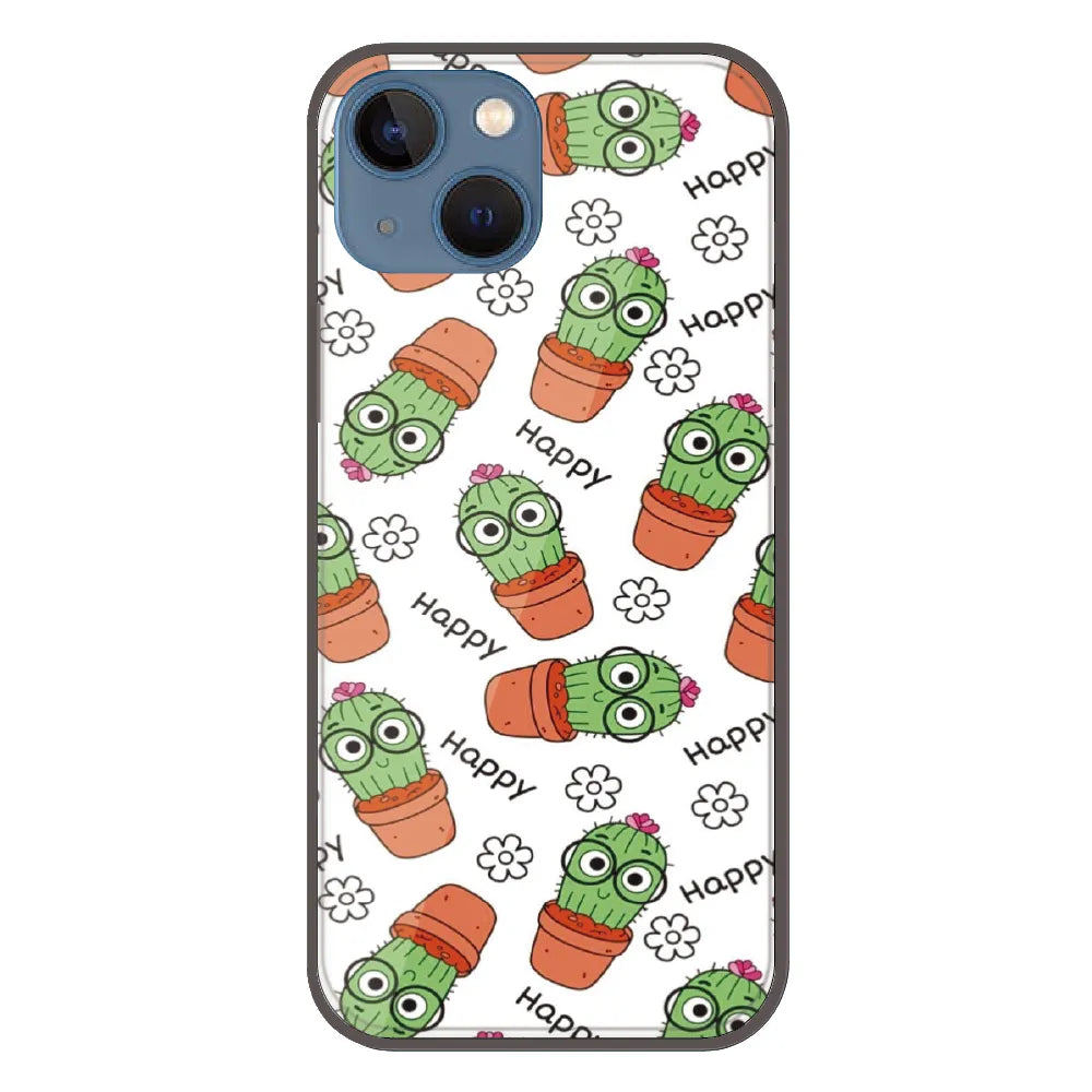 Cute Cactus Happy - Printed Silicone Case For Apple iPhone 13 Mini