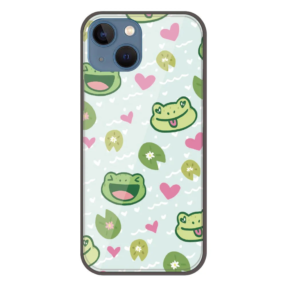 Cute Frog & Heart Pattern - Printed Silicone Case For Apple iPhone 13 Mini