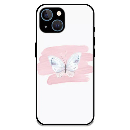 Minimal Butterfly Blush Art - Glossy Metal Silicone Case For Apple iPhone 13 Mini