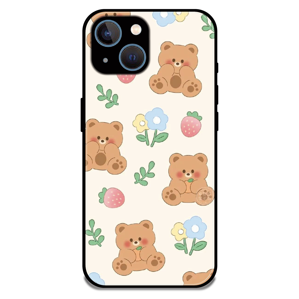 Cute Teddy Garden - Glossy Metal Silicone Case For Apple iPhone 13 Mini