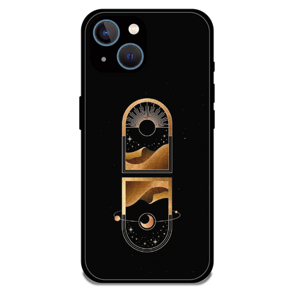 Golden Geometry - Glossy Metal Silicone Case For Apple iPhone 13 Mini