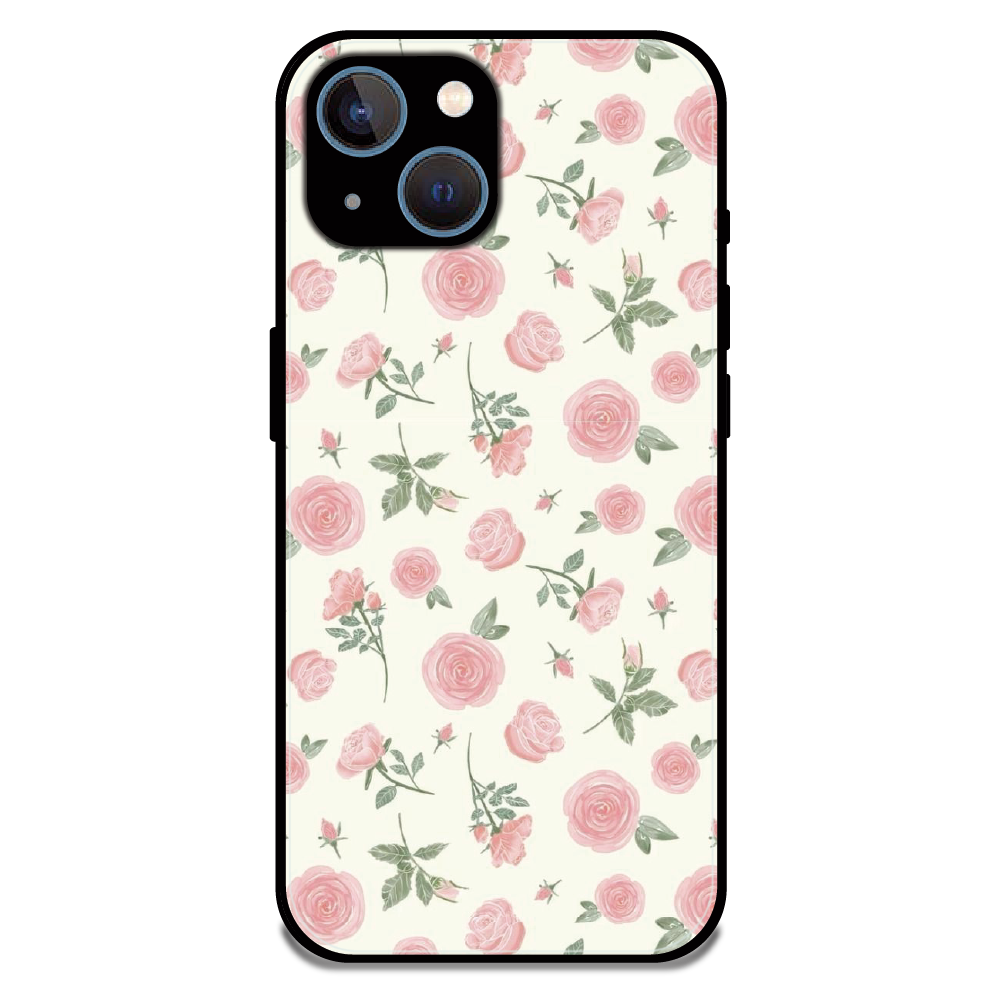 Soft Pink Rose Bloom - Glossy Metal Silicone Case For Apple iPhone 13 Mini