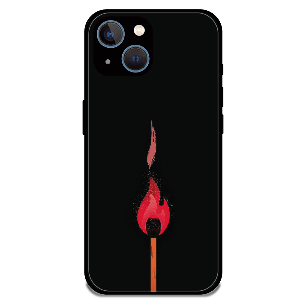 Burning Match - Glossy Metal Silicone Case For Apple iPhone 13 Mini