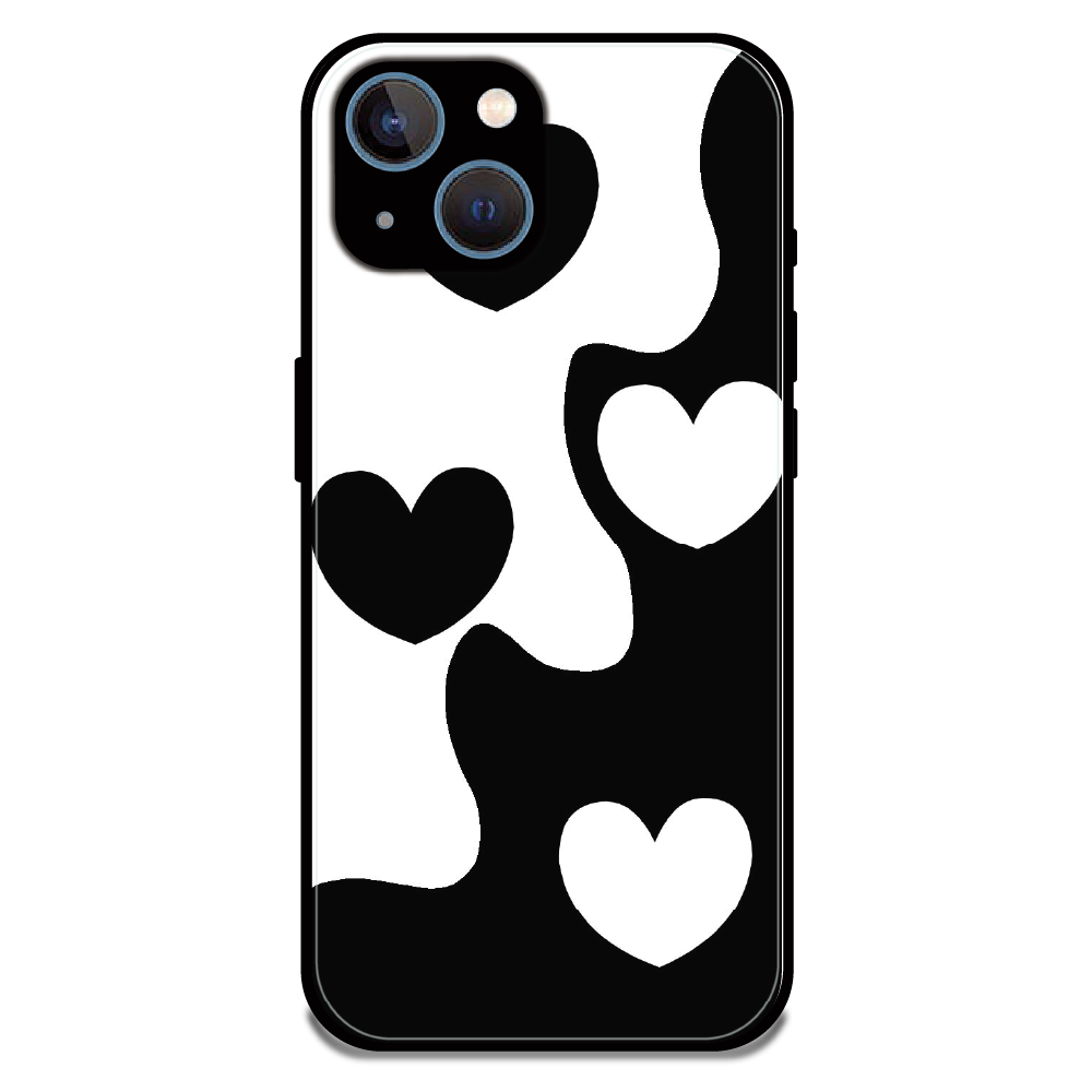 Monochrome Heart Flow - Glossy Metal Silicone Case For Apple iPhone 13 Mini