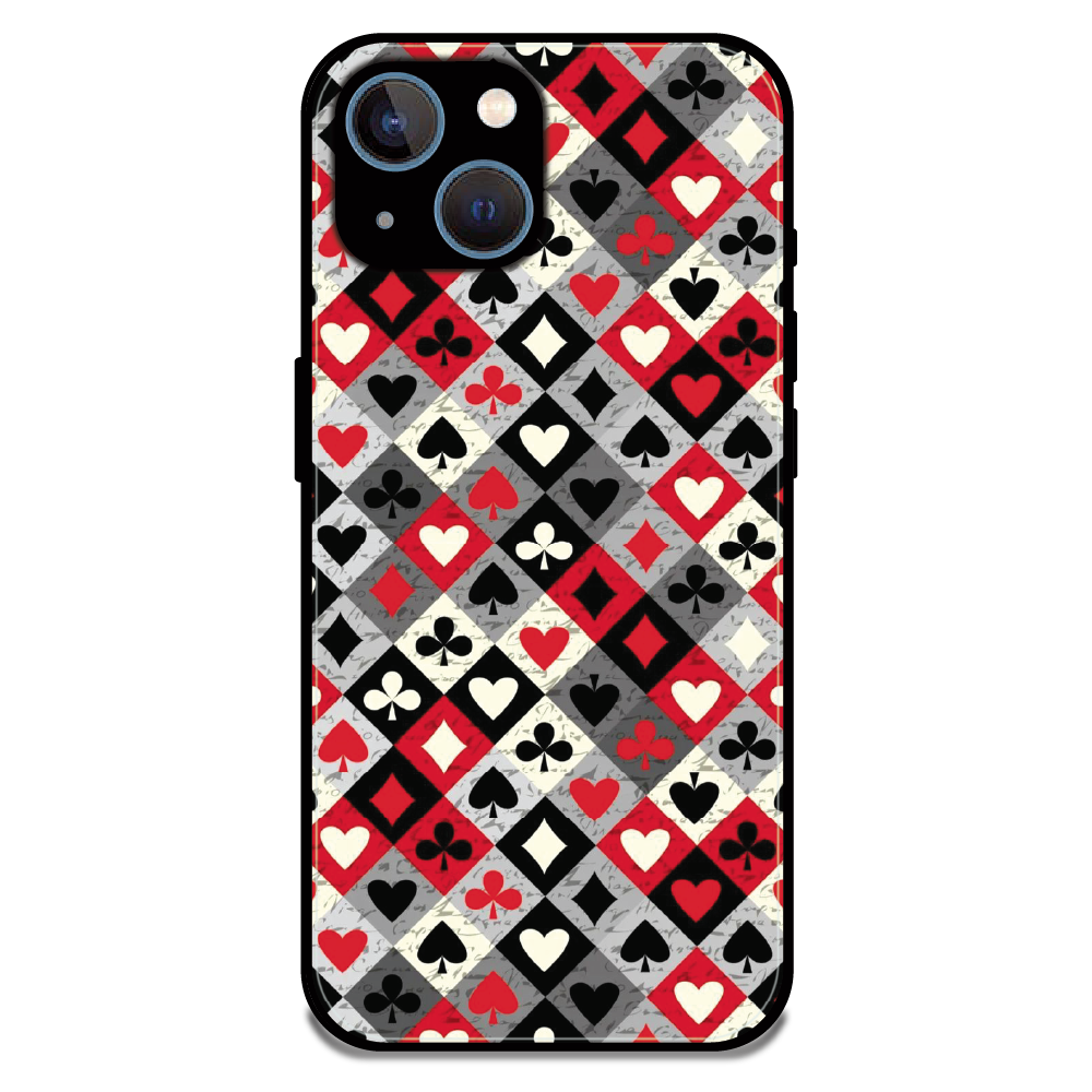 Classic Card Symbols - Glossy Metal Silicone Case For Apple iPhone 13 Mini